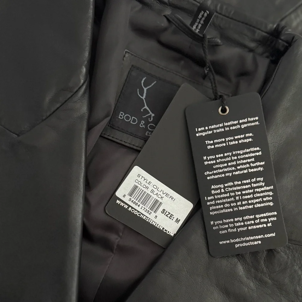 Bod & Christensen NWT Black Double Breasted Leather Blazer